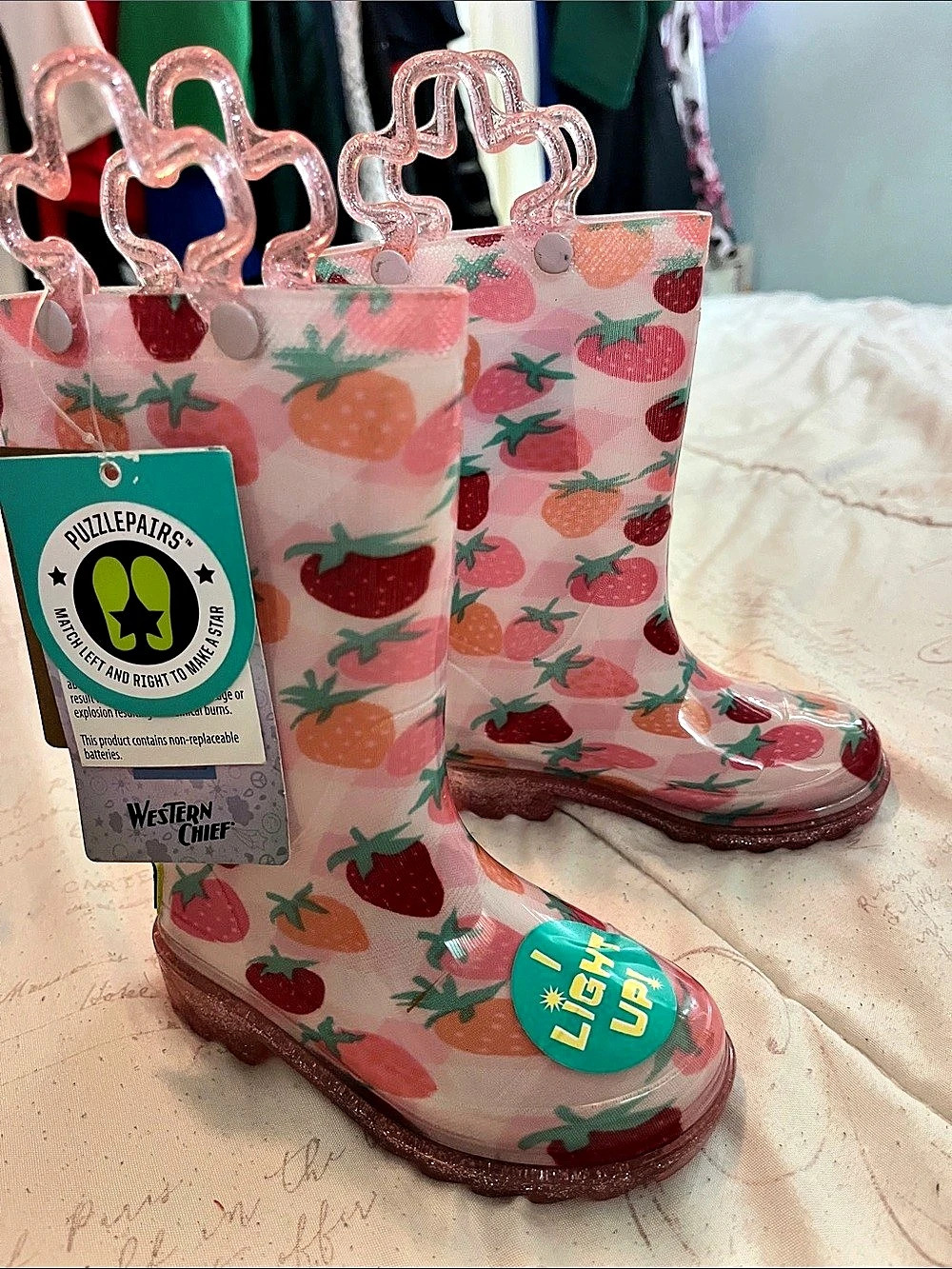 Western Chief Strawberry Bliss Lighted Rain Boot Boots